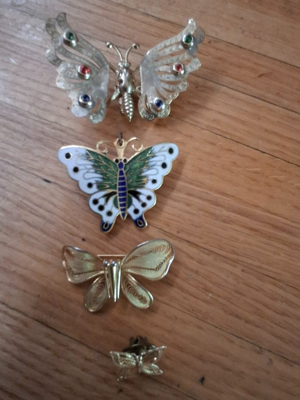 4 Vintage Butterfly Pins Brooches
